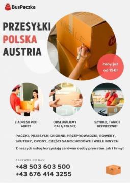 Paczki przesyłki kurier bus Polska Austria Wiedeń Zamość